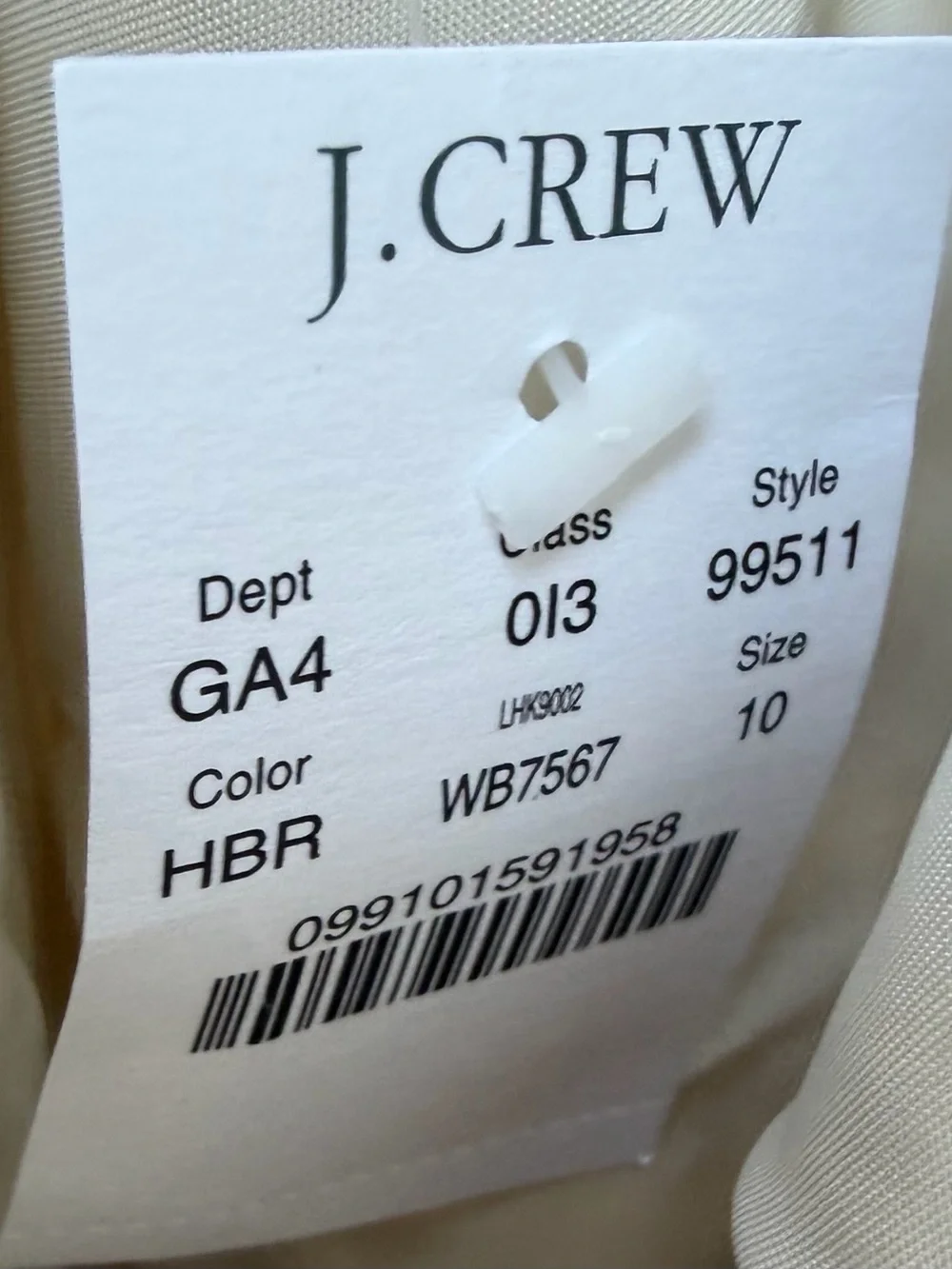 J. Crew Tan and White Patterned Sleeveless V-Neck Dress